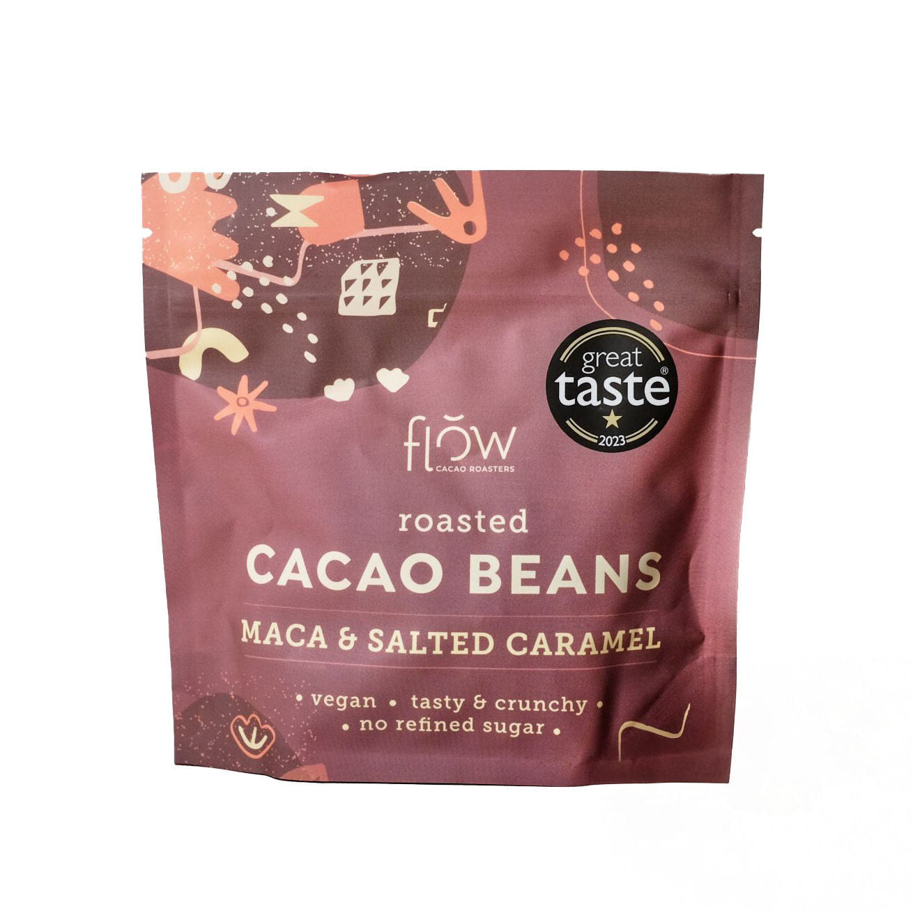 ROASTED CACAO BEANS (BOABE CACAO CROCANTE CU PERUVIAN MACA & CARAMEL SARAT) 100g