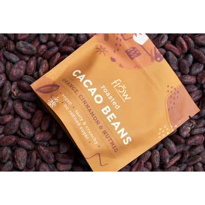 ROASTED CACAO BEANS (BOABE CACAO CROCANTE CU PORTOCALE, SCORTISOARA SI NUCSOARA) 100g